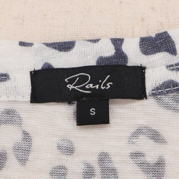 RAILS Roman Top Linen Blend in Snow Leopard Short Sleeves Size S - Picture 6 of 7